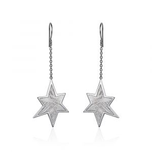 Meteorite star dangle earrings in silver