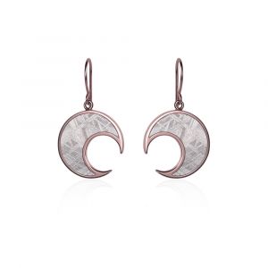 Meteorite moon and red gold earrings
