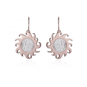 Meteorite fire earrings in red gold