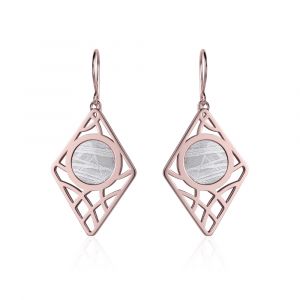 Meteorite earth earrings in red gold
