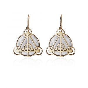 Meteorite crop circle geometry earrings silver plated in yellow gold