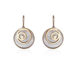 Meteorite crop circle waves earrings silver plated in yellow gold