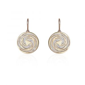 Meteorite crop circle swirl earrings silver plated in yellow gold
