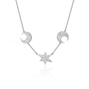 Meteorite moon star and silver necklace