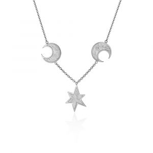 Meteorite falling star and silver necklace