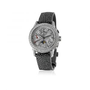 Chronograph watch 38mm with meteorite dial and diamonds