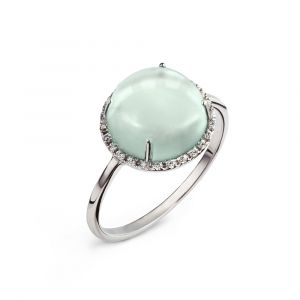 Ein Prasiolith Cabochon und Diamanten Ring