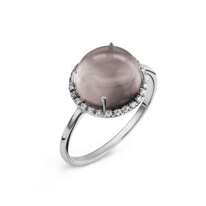 Ein Rauchquarz Cabochon und Diamanten Ring