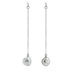 Tahitian black pearl earrings Keshi and silver