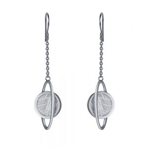 Meteorite Hydrogen (Saturn) dangle earrings in silver