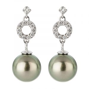 Royal Tahitian Pearl earrings white gold and diamonds