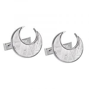 Meteorite moon and silver cufflinks 