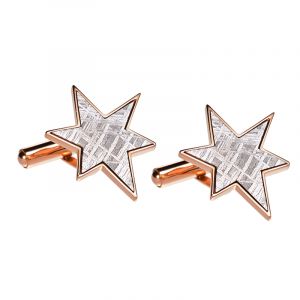 Meteorite star and red gold cufflinks 