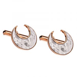 Meteorite moon and red gold cufflinks 