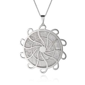 Meteorite crop circle typhoon pendant in silver