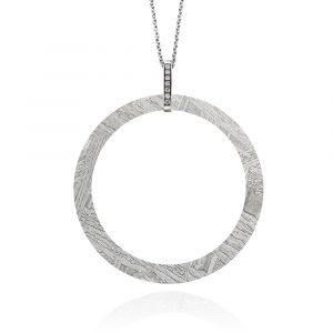 Vortex meteorite pendant and diamonds