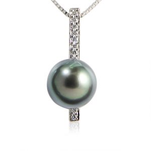 Tahitian pearl pendant white gold and diamonds 