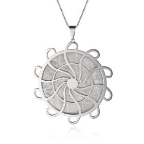 Meteorite crop circle typhoon pendant in silver